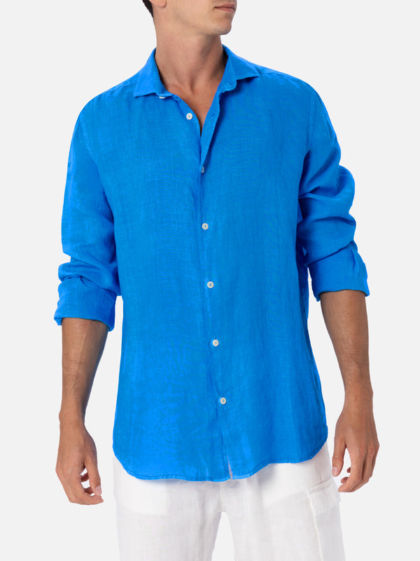 Man watercolor bluette linen shirt Pamplona
