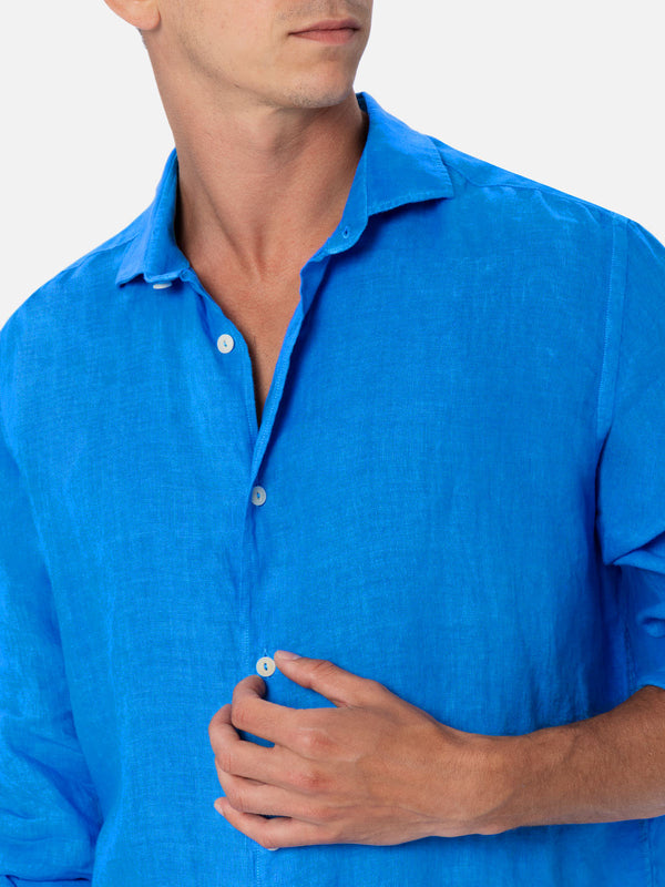 Man watercolor bluette linen shirt Pamplona