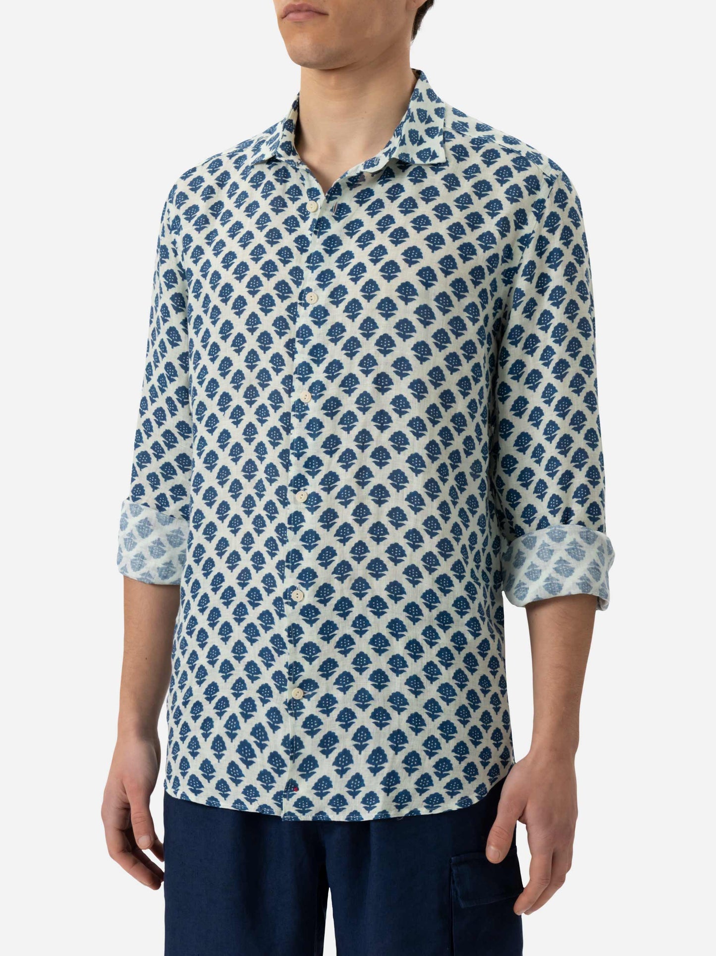 Linen shirt Pamplona with flower print - MC2 Saint Barth