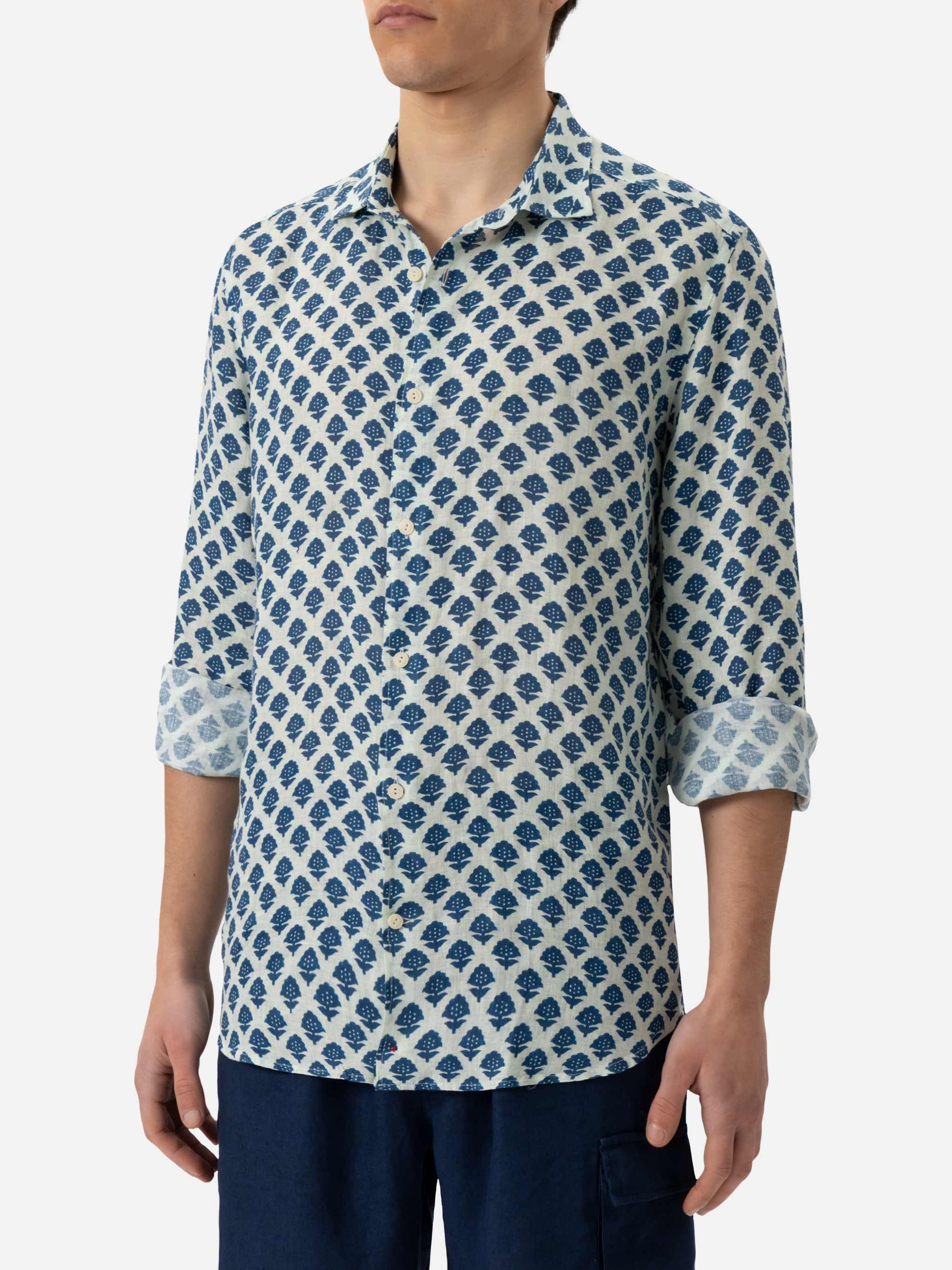 Linen shirt Pamplona with flower print - MC2 Saint Barth