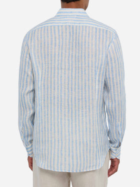 Light blue striped linen shirt Pamplona