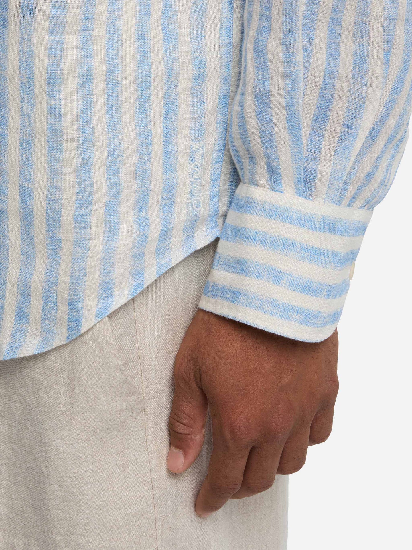 Light blue striped linen shirt Pamplona