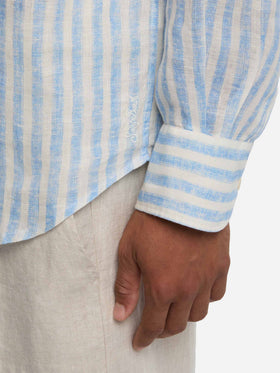 Light blue striped linen shirt Pamplona