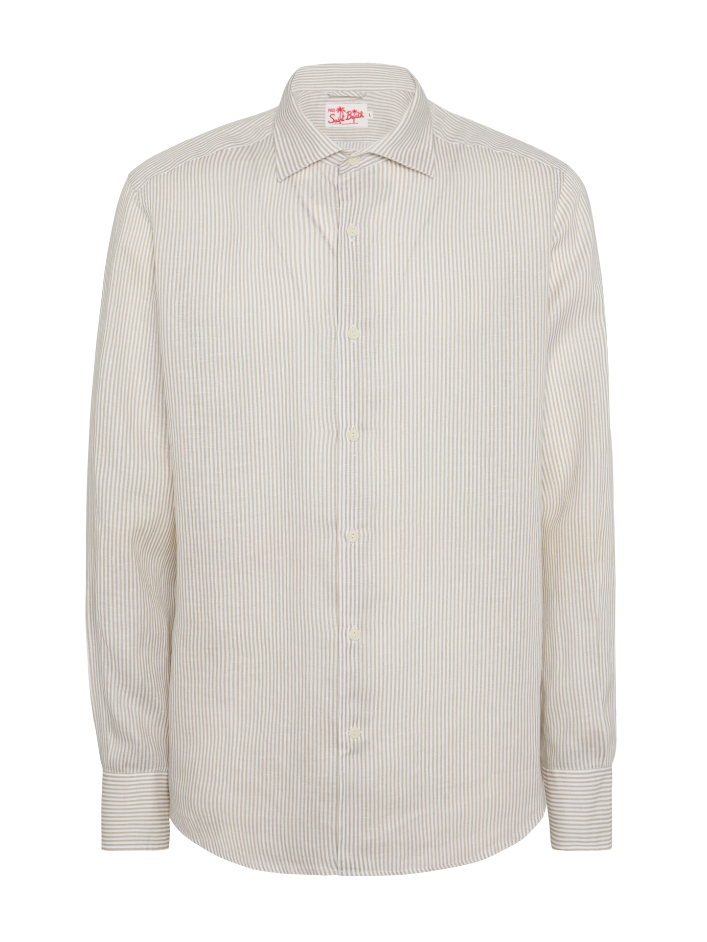 Beige gestreiftes Leinenhemd Pamplona