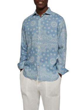 Camicia Pamplona in lino con stampa bandanna