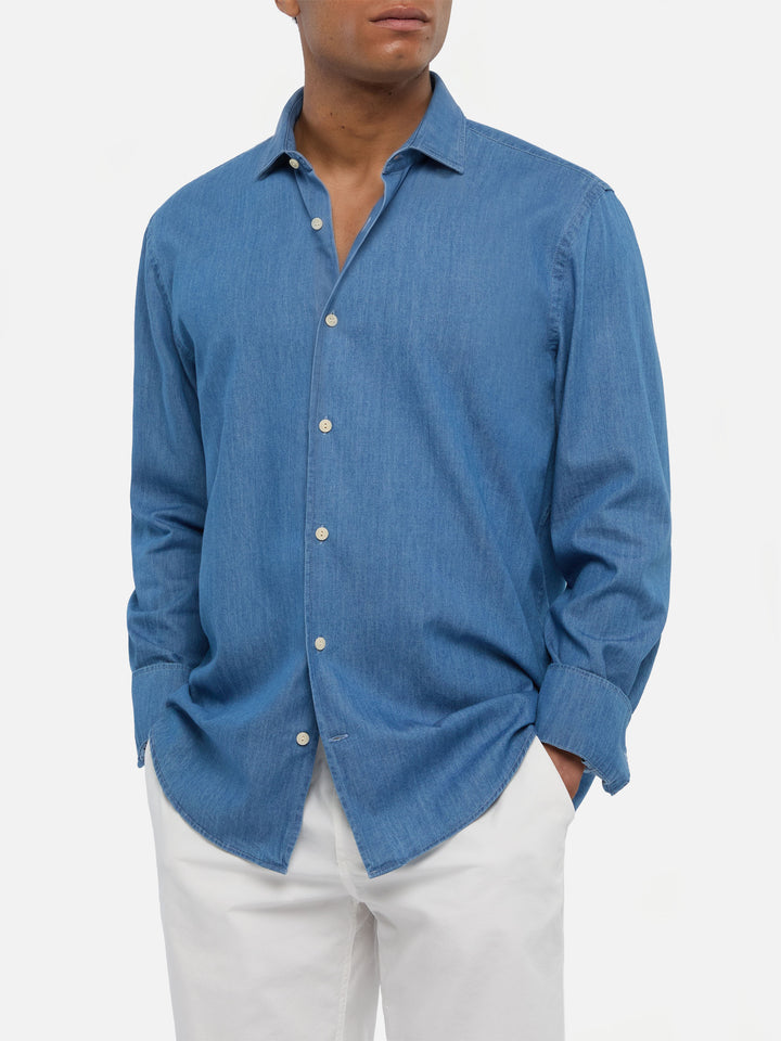 Dark denim blue chambray shirt Pamplona