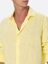 Man pale yellow linen shirt Pamplona