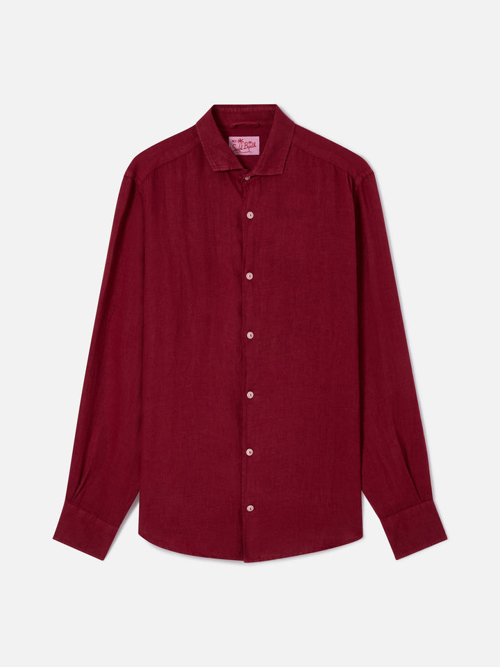 Pamplona burgundy linen shirt