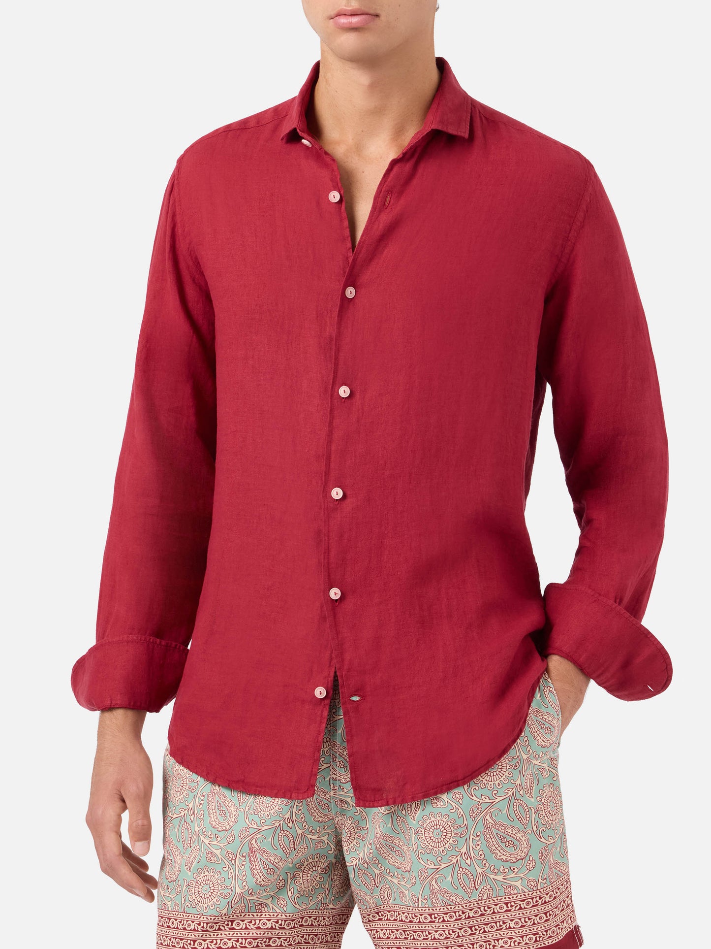 Pamplona burgundy linen shirt