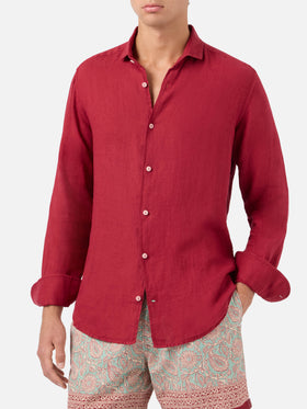 Pamplona burgundy linen shirt