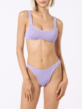 Woman lilac lurex tiny crinkle bralette bikini Pamy Elise