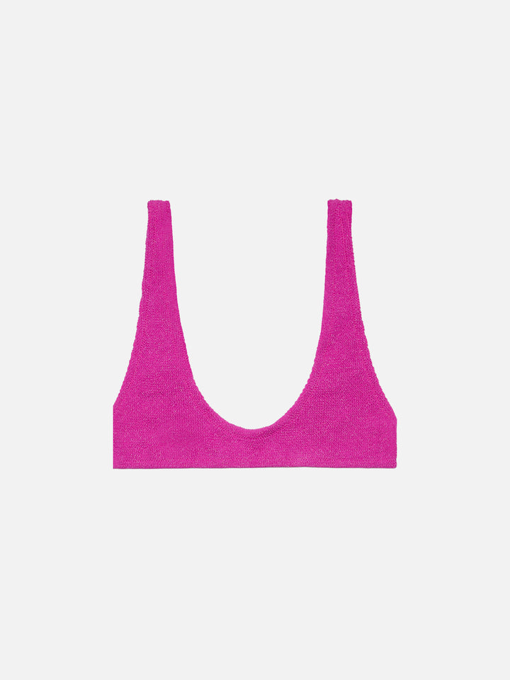 Pamy Lurex-Bralette in Pink mit winziger Crinkle-Optik