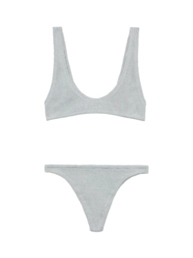 Bikini bralette Pamy Naomi in crinkle lurex argento