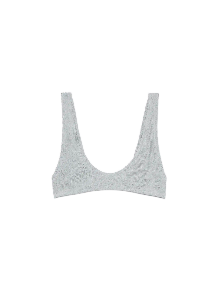 Pamy bralette tiny in tessuto crinkle lurex argento