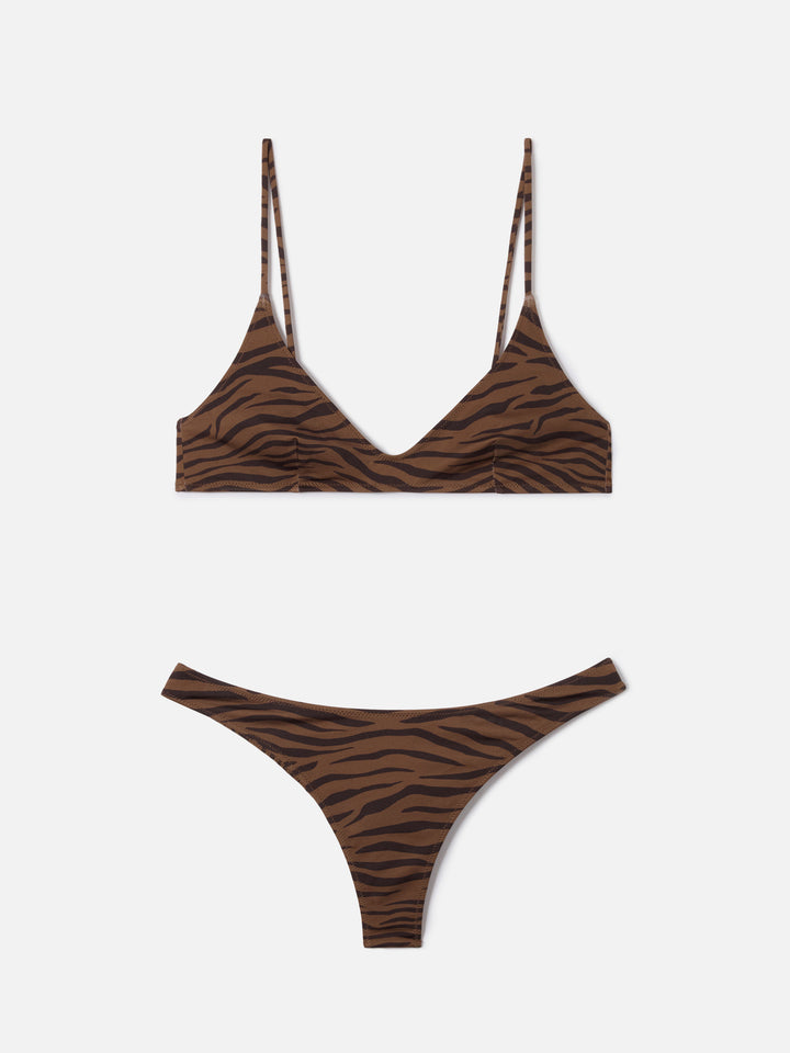 Bikini Panamy bralette con stampa zebrata all-over