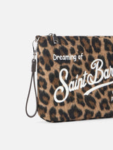 Leopard Parisienne pouch with chain