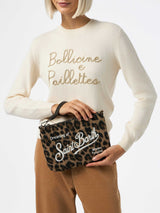 Leopard Parisienne pouch with chain