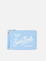 Pouch Parisienne in spugna azzurra a bassorilievo