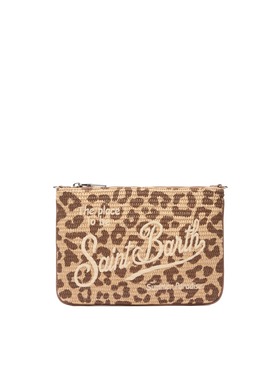 Pochette Parisienne effetto paglia con stampa animalier