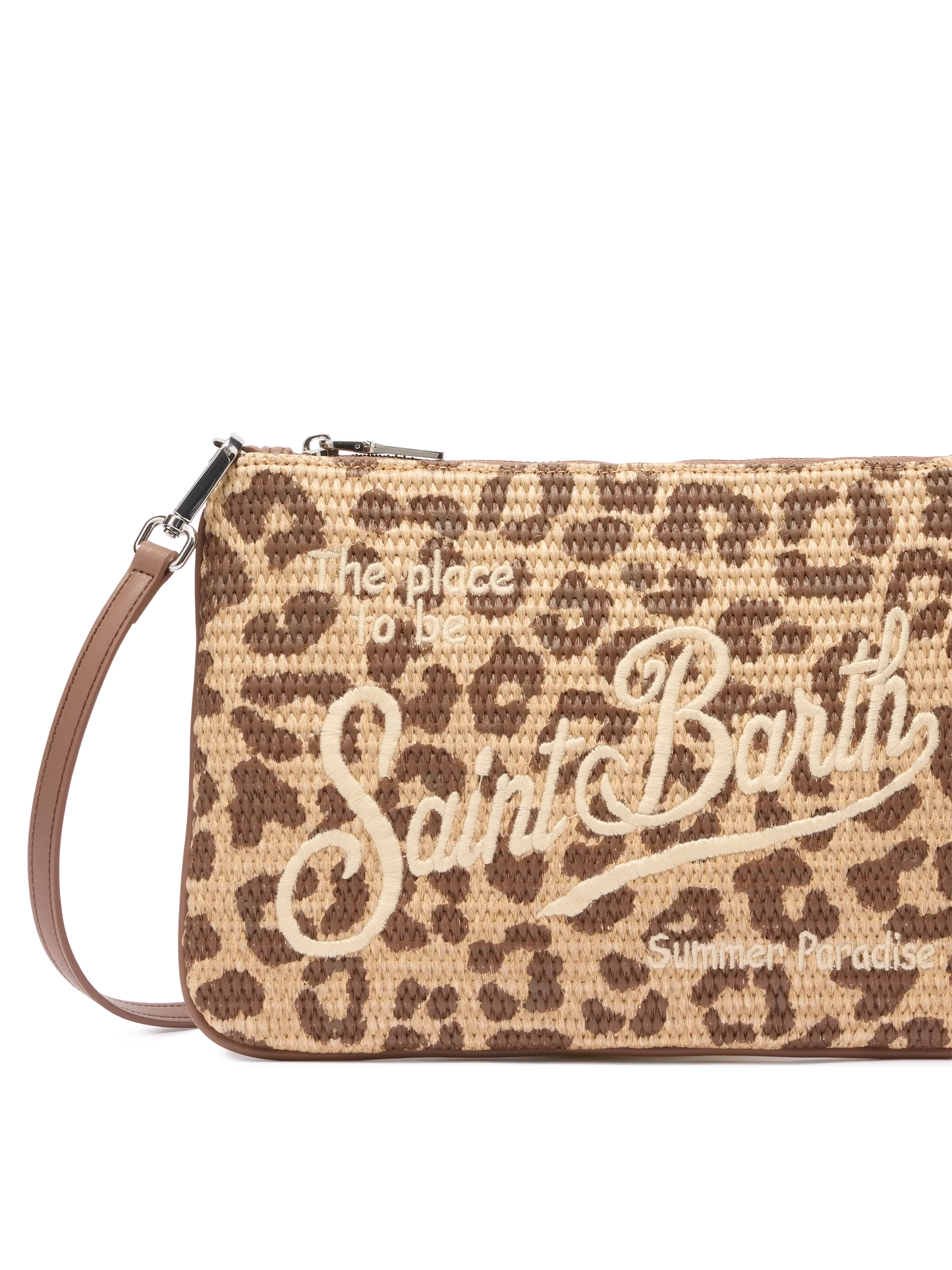 Pochette Parisienne effetto paglia con stampa animalier