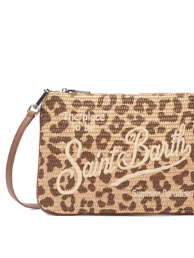 Pochette Parisienne effetto paglia con stampa animalier