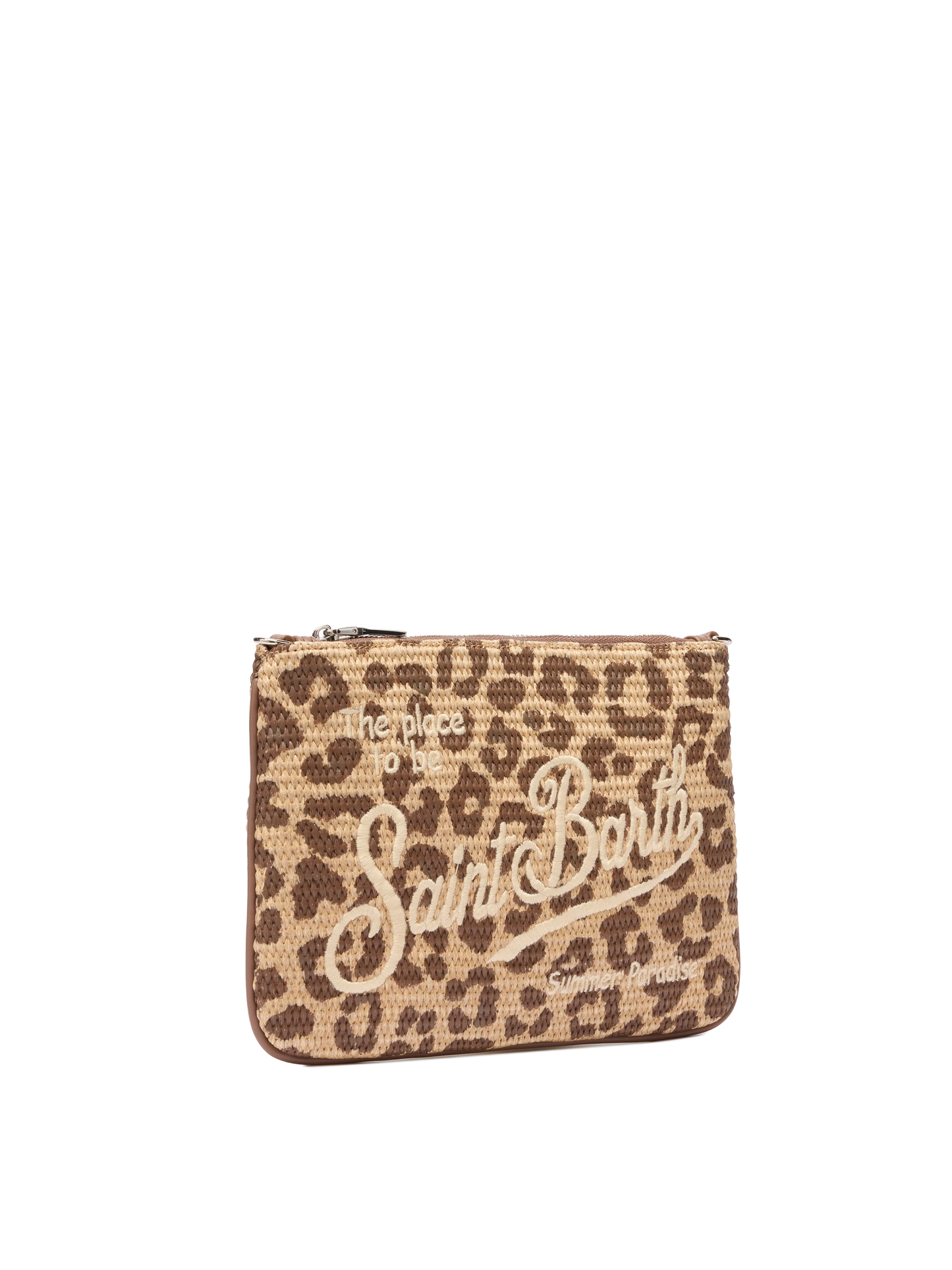 Pochette Parisienne effetto paglia con stampa animalier