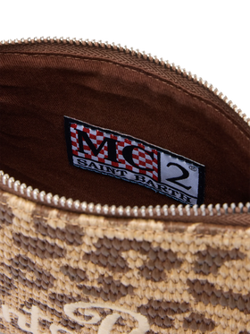 Pochette Parisienne effetto paglia con stampa animalier