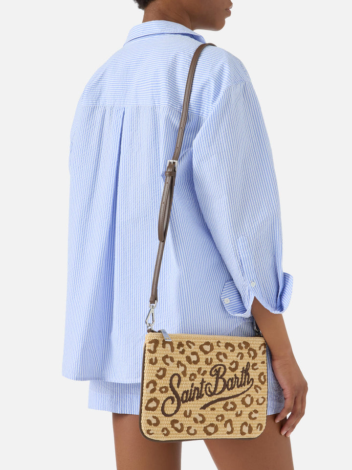 Pochette léopard brodée Parisienne avec bandoulière amovible 