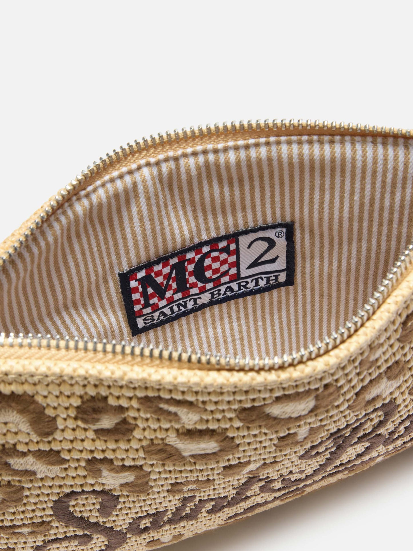 Parisienne embroidered leopard pouch with removable strap