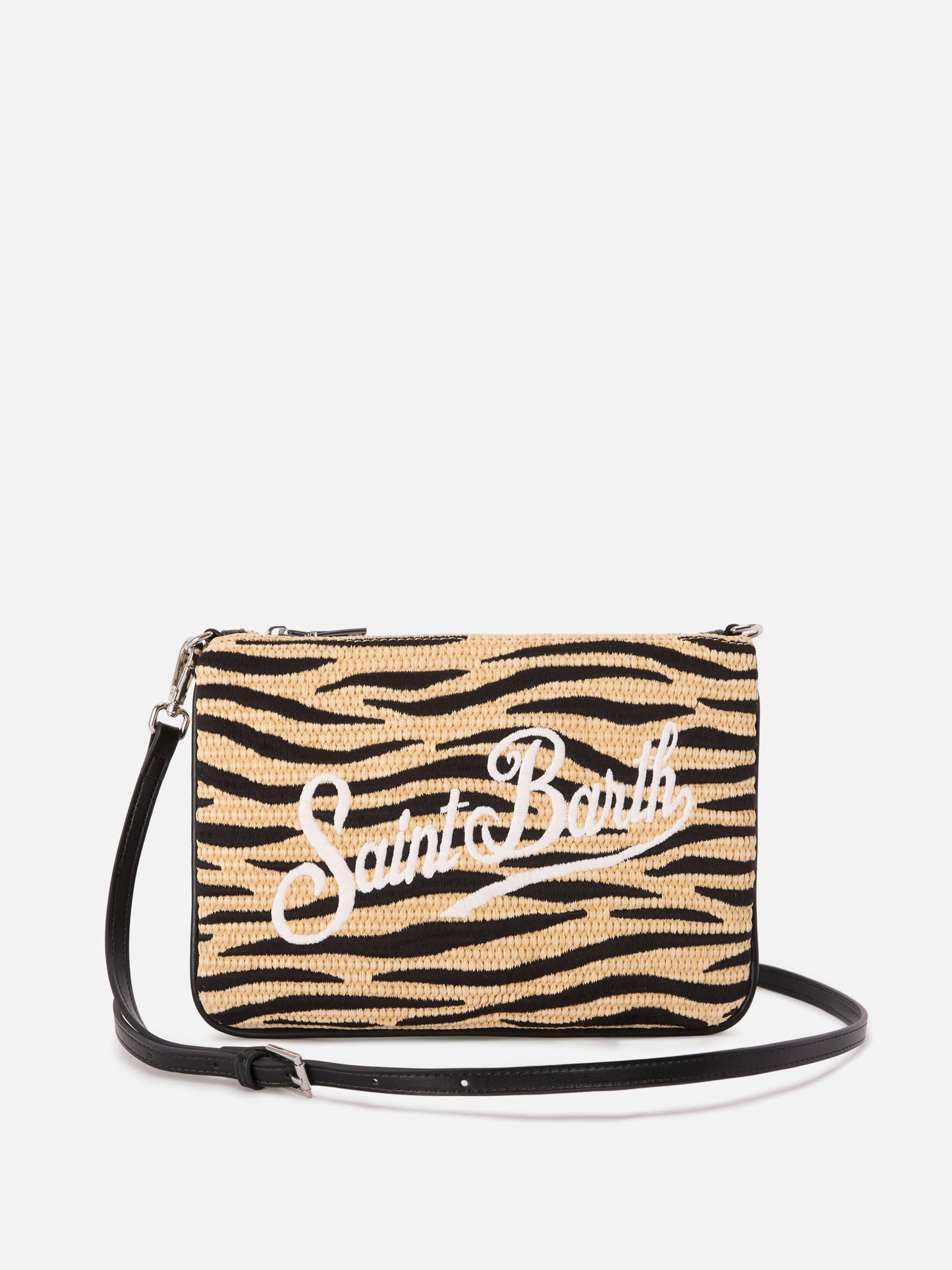 Parisienne pouch con fantasia zebrata ricamata e tracolla removibile