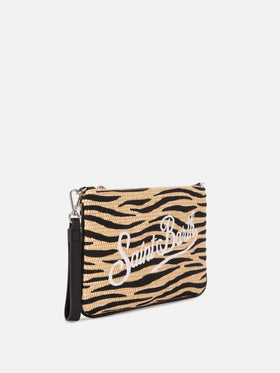 Parisienne pouch con fantasia zebrata ricamata e tracolla removibile