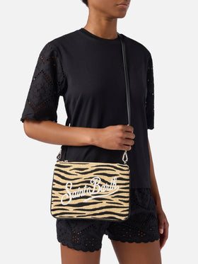 Parisienne pouch con fantasia zebrata ricamata e tracolla removibile