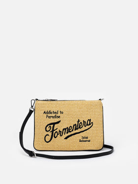 Pouch Parisienne in paglia con ricamo Formentera