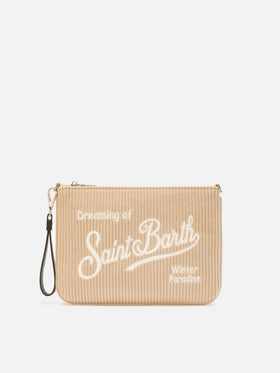 Parisienne Corduroy Crossbody Bag in beige corduroy