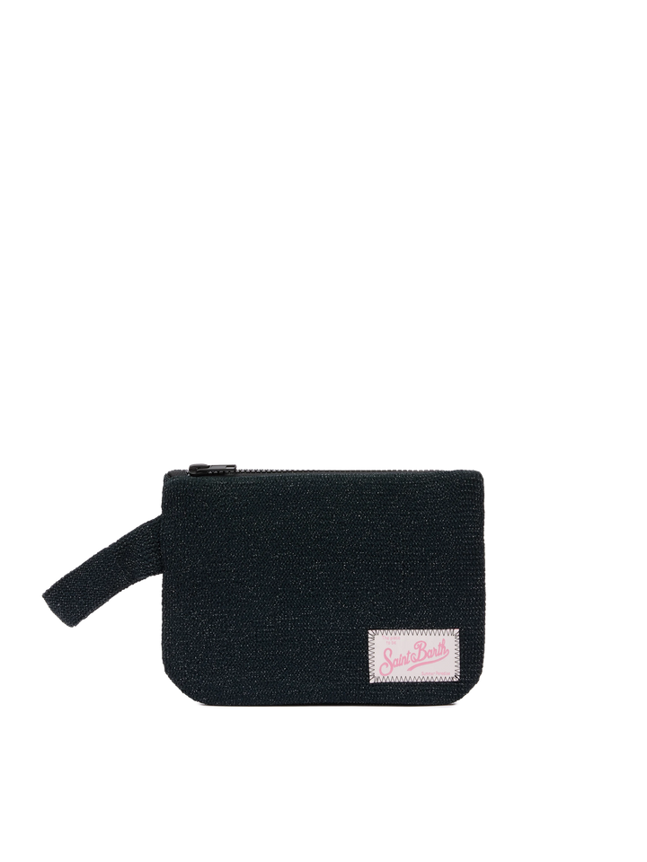 Pochette Pareasy nera in lurex crinkle