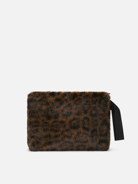 Pochette Pareasy effetto pelliccia con stampa leopardata