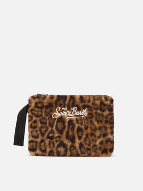 Pareasy Pouch in leopard-print faux fur