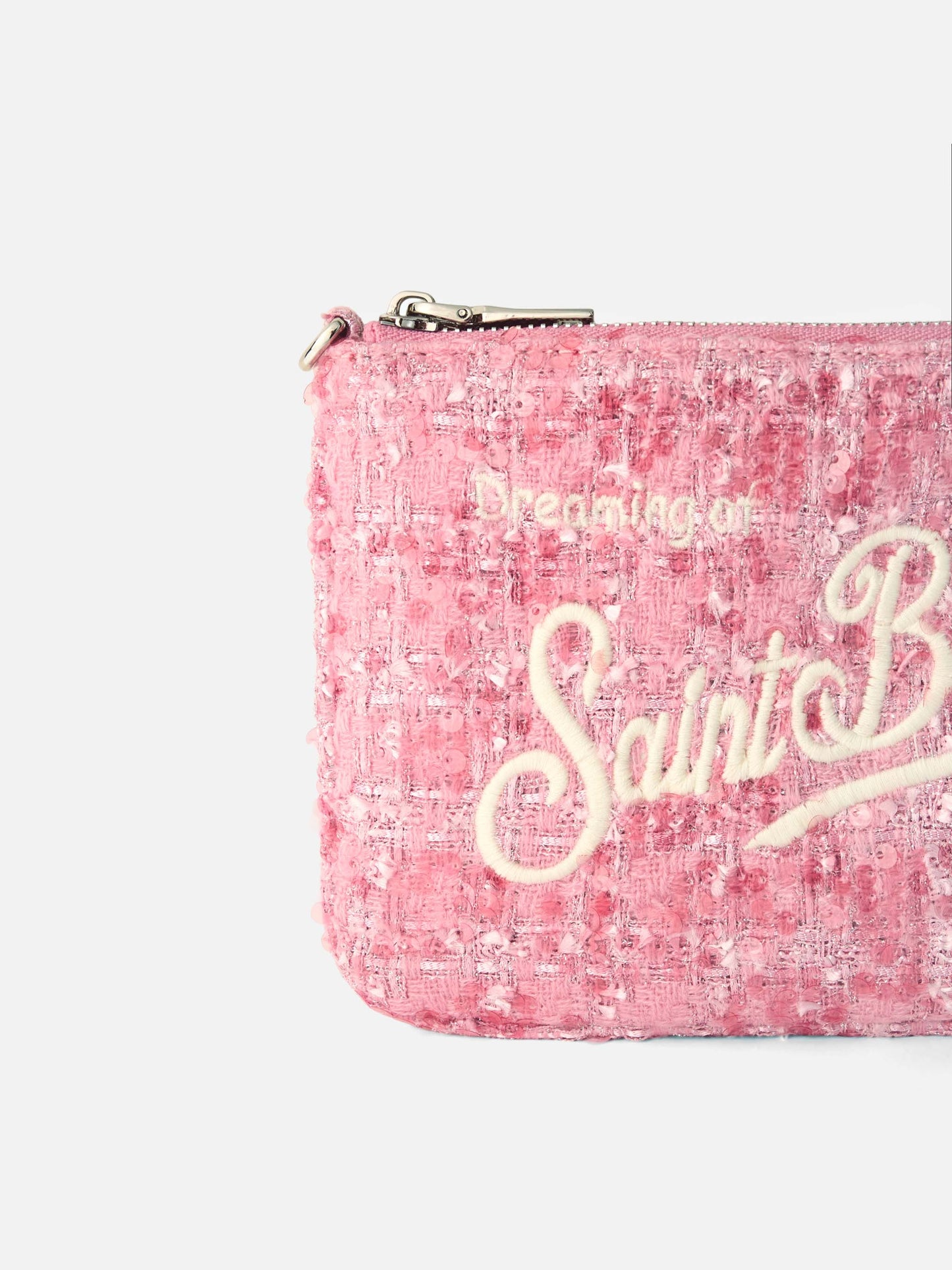 Rosa Tweed-Beutel Mini Parisienne mit Henkel