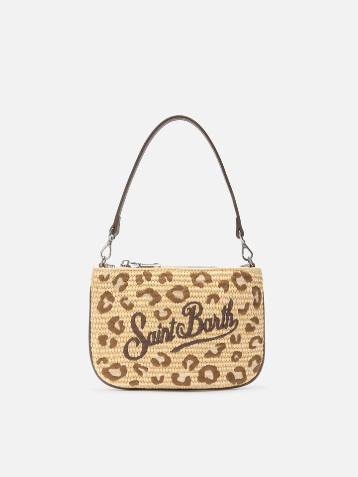 Pochette Mini Parisienne léopard brodée avec bandoulière amovible 