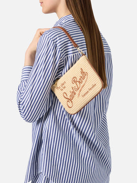 Mini Parisienne pouch with brown details removable shoulder strap