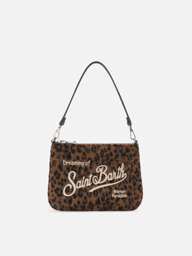 Mini Parisienne felt shoulder bag with leopard print