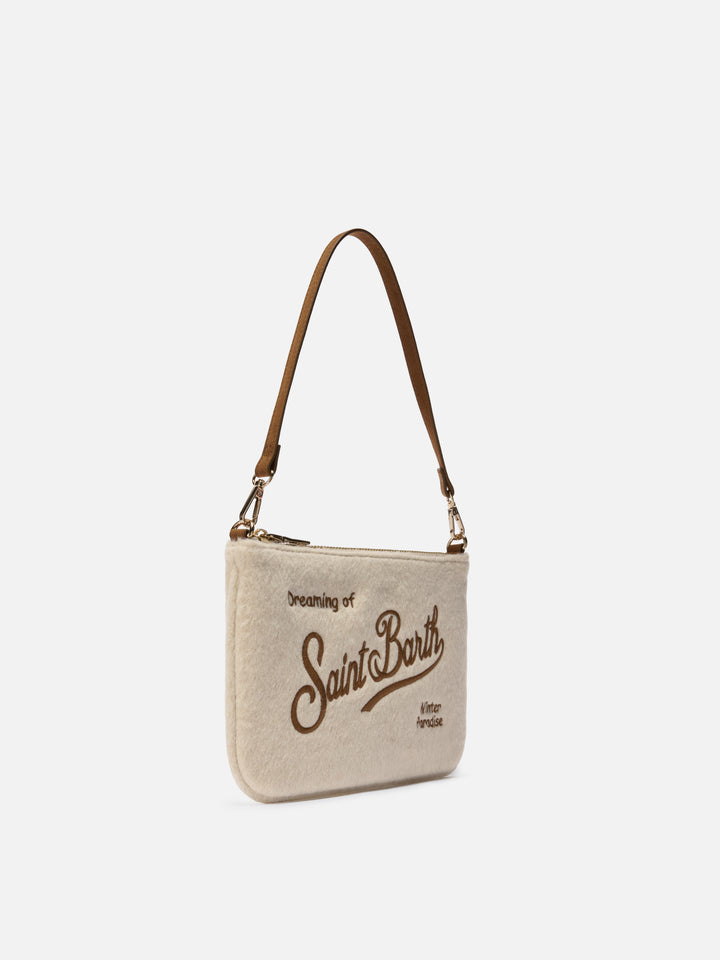 Parisienne Mini-Schultertasche aus weißem Wollmischgewebe