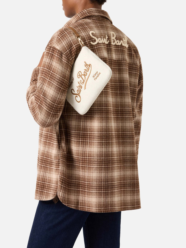 Off white Mini Parisienne felt shoulder bag with logo embroidery