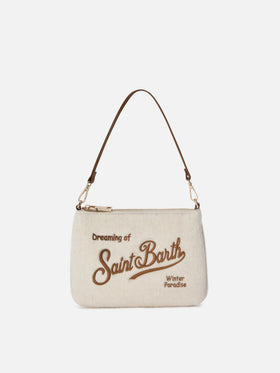 Off white Mini Parisienne felt shoulder bag with logo embroidery