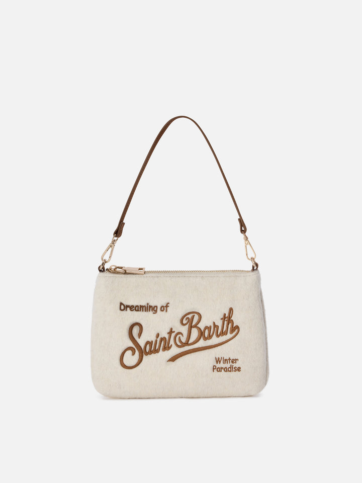 Off white Mini Parisienne felt shoulder bag with logo embroidery