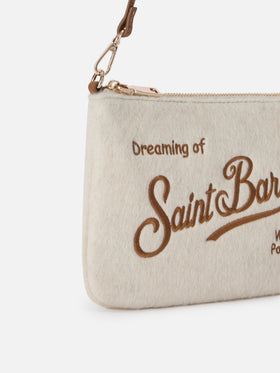 Off white Mini Parisienne felt shoulder bag with logo embroidery