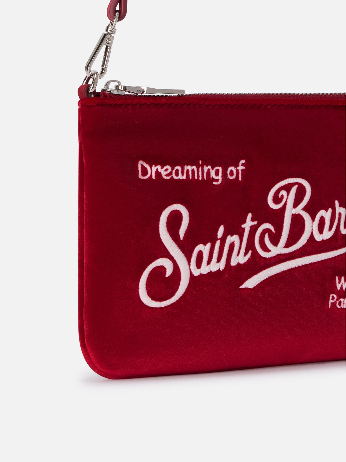 Mini sac à épaule Parisienne en velours Bordeaux avec logo brodé 