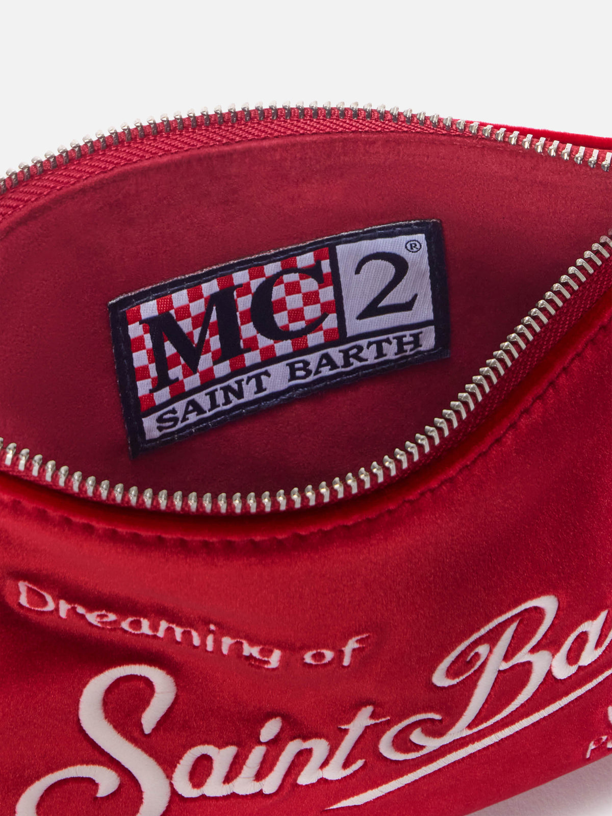 Mini sac à épaule Parisienne en velours Bordeaux avec logo brodé 