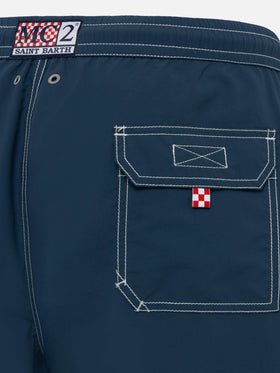 Hellblaue, mittellange, klassische Badehose von Patmos