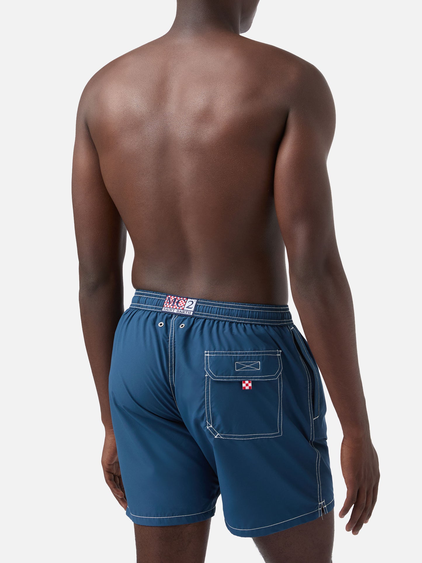 Hellblaue, mittellange, klassische Badehose von Patmos